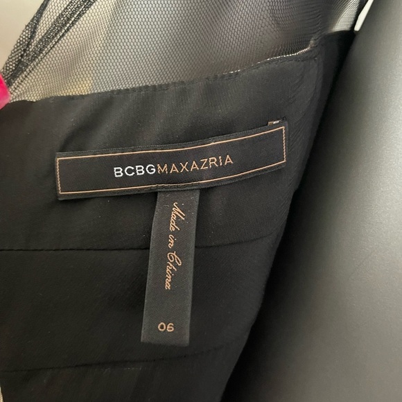 BCBGMaxazria Dress Womens 6 Champagne Satin Mesh Sleeveless Short Party Sexy - Picture 9 of 9